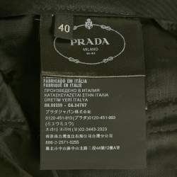 Pre Owned بنطلون برادا قطن جبراردين أسود واسع الساق مقاس صغير - سمول