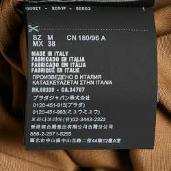 Pre Owned Prada Brown Khaki Cotton Applique Sleeveless Mini Dress M