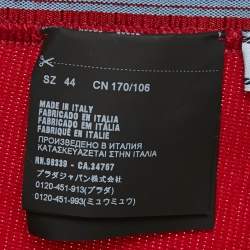 Pre Owned Prada Red Textured Stretch Knit Pants M