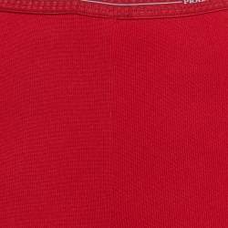 Pre Owned Prada Red Textured Stretch Knit Pants M