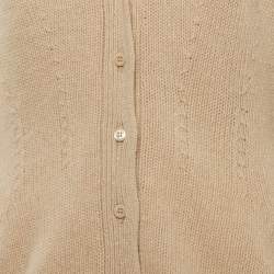 Pre Owned كارديجان برادا بيج صوف تريكو بأزرار كم طويل مقاس متوسط (ميديم)