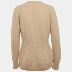 Pre Owned كارديجان برادا بيج صوف تريكو بأزرار كم طويل مقاس متوسط (ميديم)