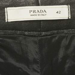 Pre Owned Prada Black Leather Skinny Pants M