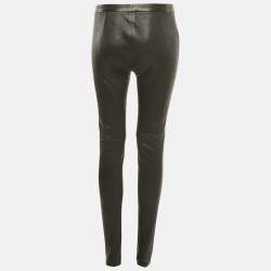 Pre Owned Prada Black Leather Skinny Pants M