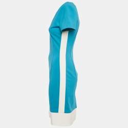Pre Owned Prada Blue Jersey V-Neck Sheath Dress M