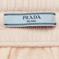 Pre Owned Prada Pink Cotton Jersey Drawstring Mini Skirt S