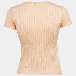 Pre Owned Prada Orange Stripped Jersey Fitted Top S