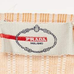 Pre Owned Prada Orange Stripped Jersey Fitted Top S