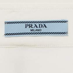 Pre Owned Prada Off-White Satin Logo Detail Long Sleeve Shirt S