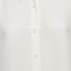 Pre Owned Prada Off-White Satin Logo Detail Long Sleeve Shirt S