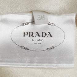 Pre Owned Prada Off-White Satin Logo Detail Long Sleeve Shirt S