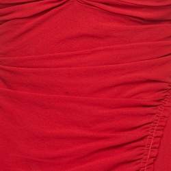 Pre Owned Prada Red Silk Ruched Mini Tube Dress M