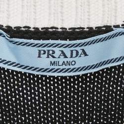 مملوكة مسبقًا Prada Black Cotton Knit Logo Embroidered Mini Dress M