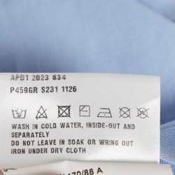 Pre Owned Prada Blue Logo Embroidered Cotton Short Sleeve Shirt M