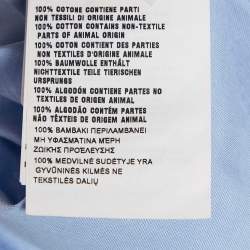Pre Owned Prada Blue Logo Embroidered Cotton Short Sleeve Shirt M