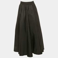 مملوكة مسبقًا Prada Black Re-Nylon Zipper Detail Maxi Skirt M