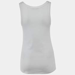 Pre Owned Prada White Cotton Triangle Logo Tank Top S