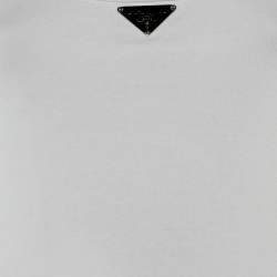 Pre Owned Prada White Cotton Triangle Logo Tank Top S