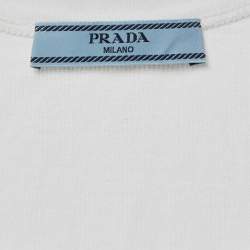 Pre Owned Prada White Cotton Triangle Logo Tank Top S