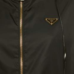 Pre Owned Prada Black Re - Nylon Triangle Logo Plaque Blouson Jacket S