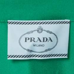 Pre Owned Prada Green Satin Silk Button Front Belted Long Dress M