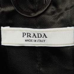 Pre Owned Prada Black Wool Mink Fur Collared Jacket S