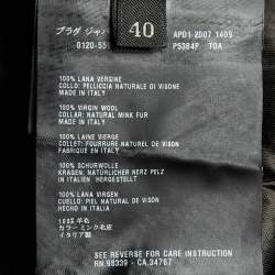 Pre Owned Prada Black Wool Mink Fur Collared Jacket S