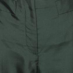 Pre Owned Prada Green Floral Silk Capri Pants M