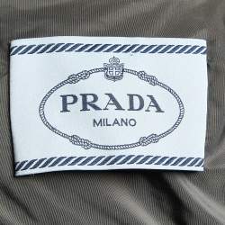 Pre Owned Prada Grey Nylon Fox Fur Trim Detail Quilted Down Jacket M