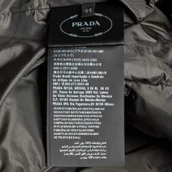 Pre Owned Prada Grey Nylon Fox Fur Trim Detail Quilted Down Jacket M