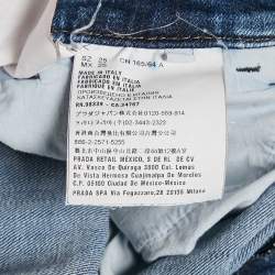 Pre Owned Prada Blue Washed Denim Tight Fit Jeans S Waist 25"
