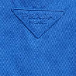 مملوكة مسبقًا Prada Blue Logo Embossed Gabardine Shift Dress M
