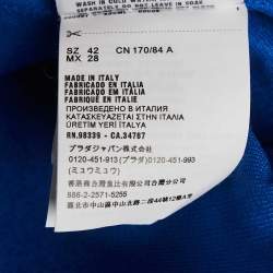 مملوكة مسبقًا Prada Blue Logo Embossed Gabardine Shift Dress M