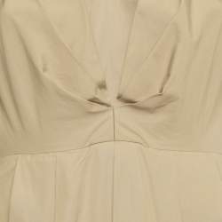 Pre Owned فستان ميدي برادا قطن بيج مطوي مقاس صغير