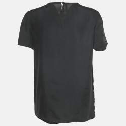 Pre Owned Prada Navy Blue Printed Silk Blouse S