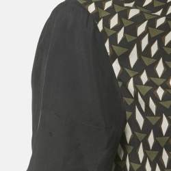 Pre Owned Prada Navy Blue Printed Silk Blouse S