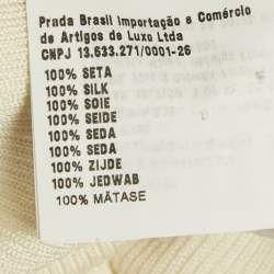 مملوكة مسبقًا Prada Cream Logo Intarsia Rib Knit Midi Dress S