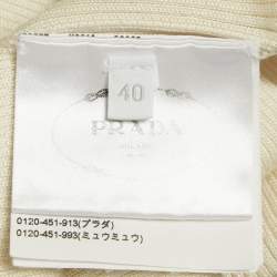 مملوكة مسبقًا Prada Cream Logo Intarsia Rib Knit Midi Dress S