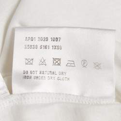 مملوكة مسبقًا تي شيرت برادا قطن أبيض بتطبيق شعار مثلث مطاطي مقاس صغير جداً