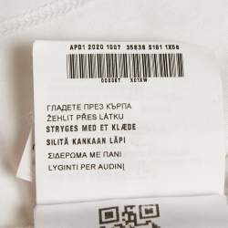 مملوكة مسبقًا تي شيرت برادا قطن أبيض بتطبيق شعار مثلث مطاطي مقاس صغير جداً