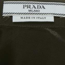 Pre Owned Prada Black/Green Plaid Print Wool Knee-Length Wrap Skirt S