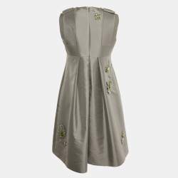 Pre Owned Prada Grey Embellished Wool and Silk Sleeveless Short Dress M