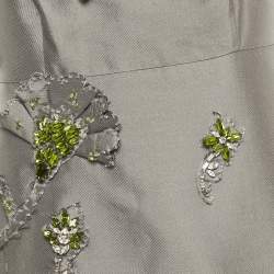 Pre Owned Prada Grey Embellished Wool and Silk Sleeveless Short Dress M