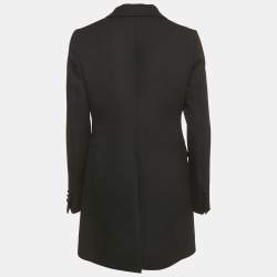 Pre Owned Prada Black Wool Single Breasted Mid-Length Coat M