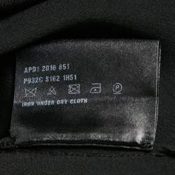 مملوكة مسبقًا Prada Black Silk Neck Frill Detail Blouse L