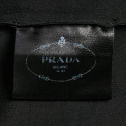 مملوكة مسبقًا Prada Black Silk Neck Frill Detail Blouse L