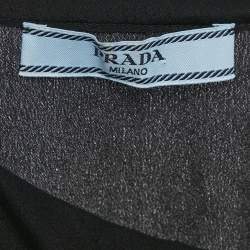 مملوكة مسبقًا Prada Black Silk Neck Frill Detail Blouse L