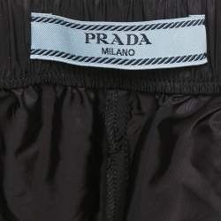 Pre Owned Prada Black Re-Nylon Contrast Trimmed Trousers XS