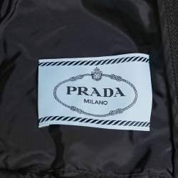 Pre Owned Prada Black Re-Nylon Zip-Up Hooded Jacket S