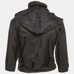 Pre Owned Prada Black Re-Nylon Zip-Up Hooded Jacket S